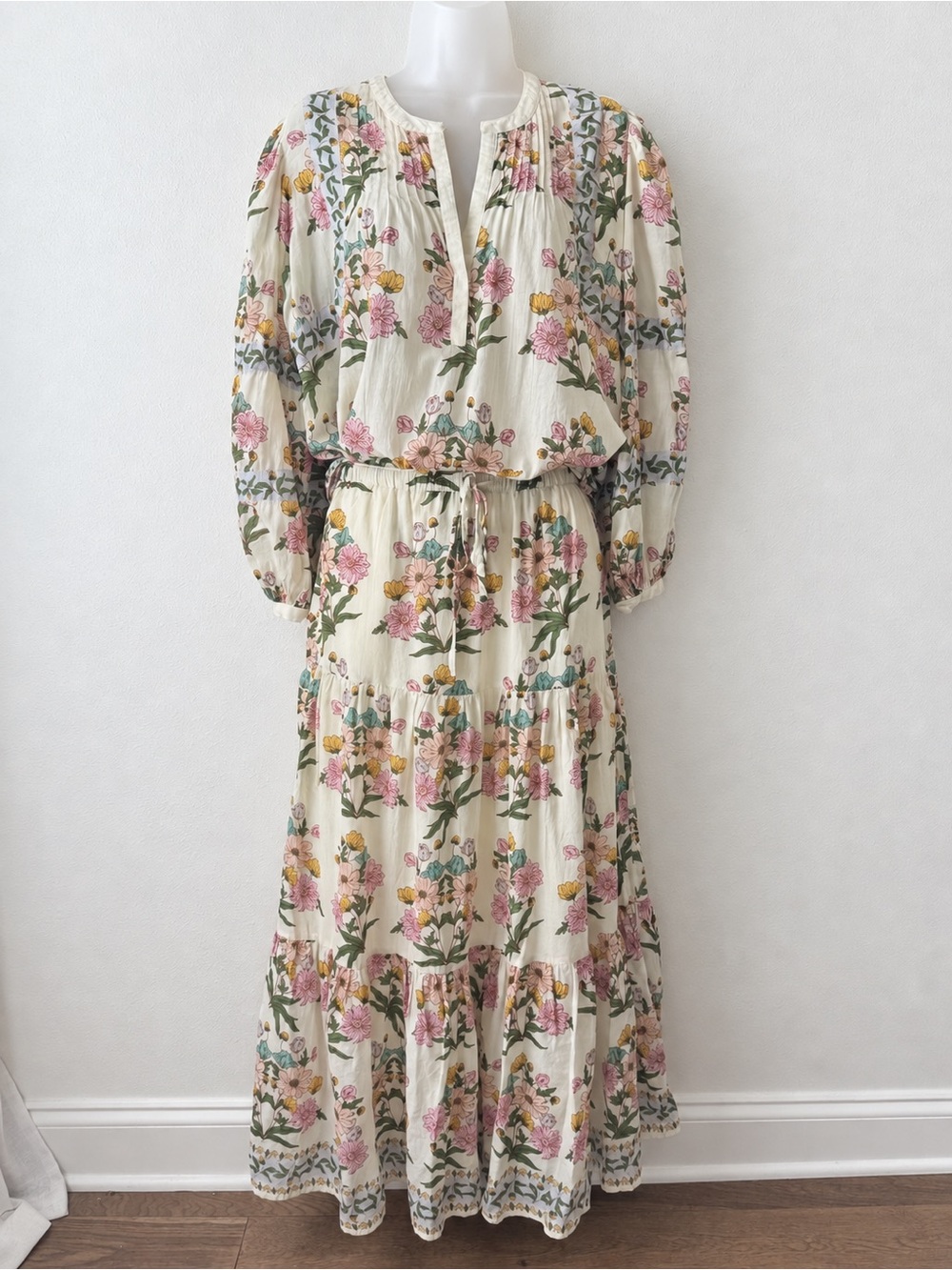 Bila Two Piece Set XS Floral Cotton Maxi Skirt Blouse